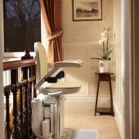brooks stairlift at the top of the stairs